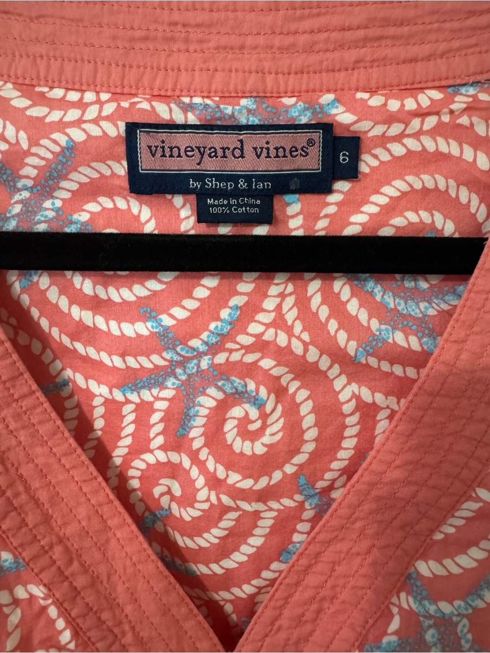 Vineyard Vines Coral Swirl Pink V Neck Dress - Picture 2 of 7
